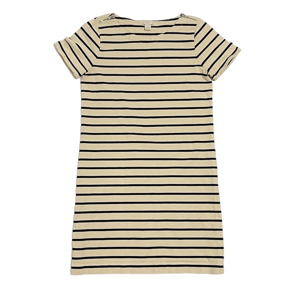 J. Crew 100% Cotton Stripe Zip Top Crewneck T-shirt Dress Mini Size Small - Picture 1 of 6